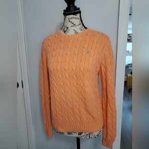 Vintage 1990s Ralph Lauren Cable Knit Polo Sweater